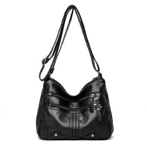 Fashion-Forward Studded Decor Crossbody Bag‎ - Black